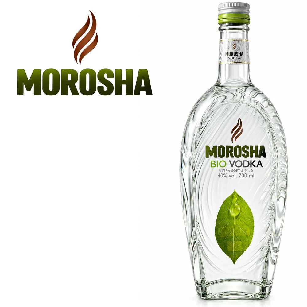 Wodka, Glasflasche, Bio-Wodka, 40 % vol., 700 ml, Wodka, Glasflasche, Bio-Wodka, Klare Spirituose, Blattmotiv