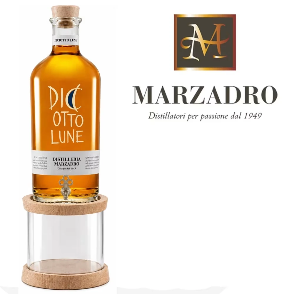 Marzadro Le Diciotto Lune - 4,5 Liter Grappa mit Zapfhahn