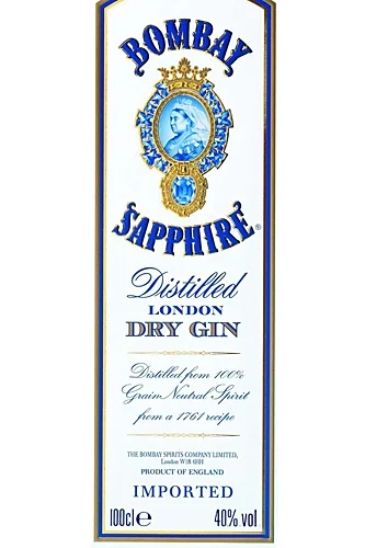 Bombay Sapphire Dry Gin 1 Liter Etikett