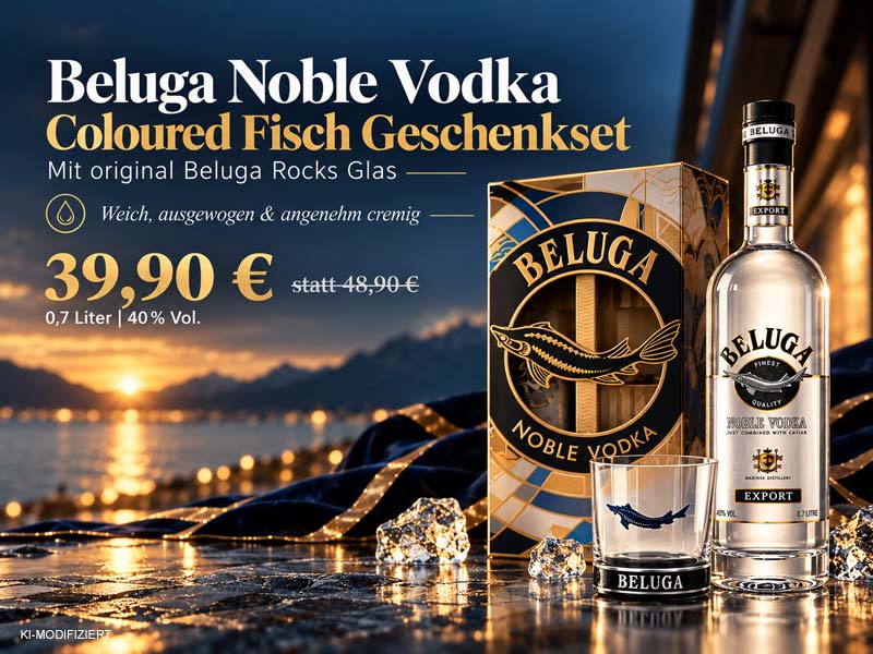 Wodka-Geschenkset, Wodka, Glasflasche, Geschenkbox, Rocks-Glas