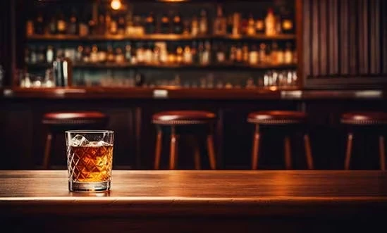 Bourbon auf der Theke in Bar