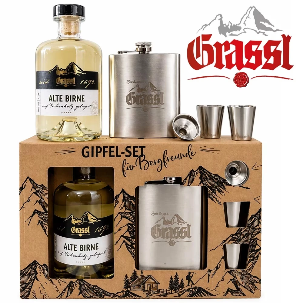 Grassl Alte Birne - Flachmann & Edelstahlbecher