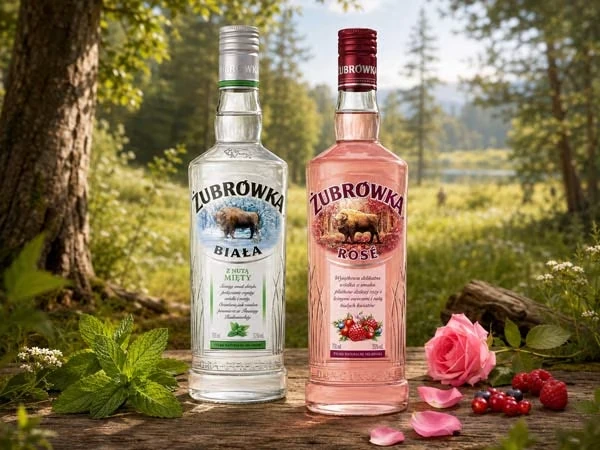 Żubrówka Minze Vodka und Żubrówka Rose Spirituose aus Polen