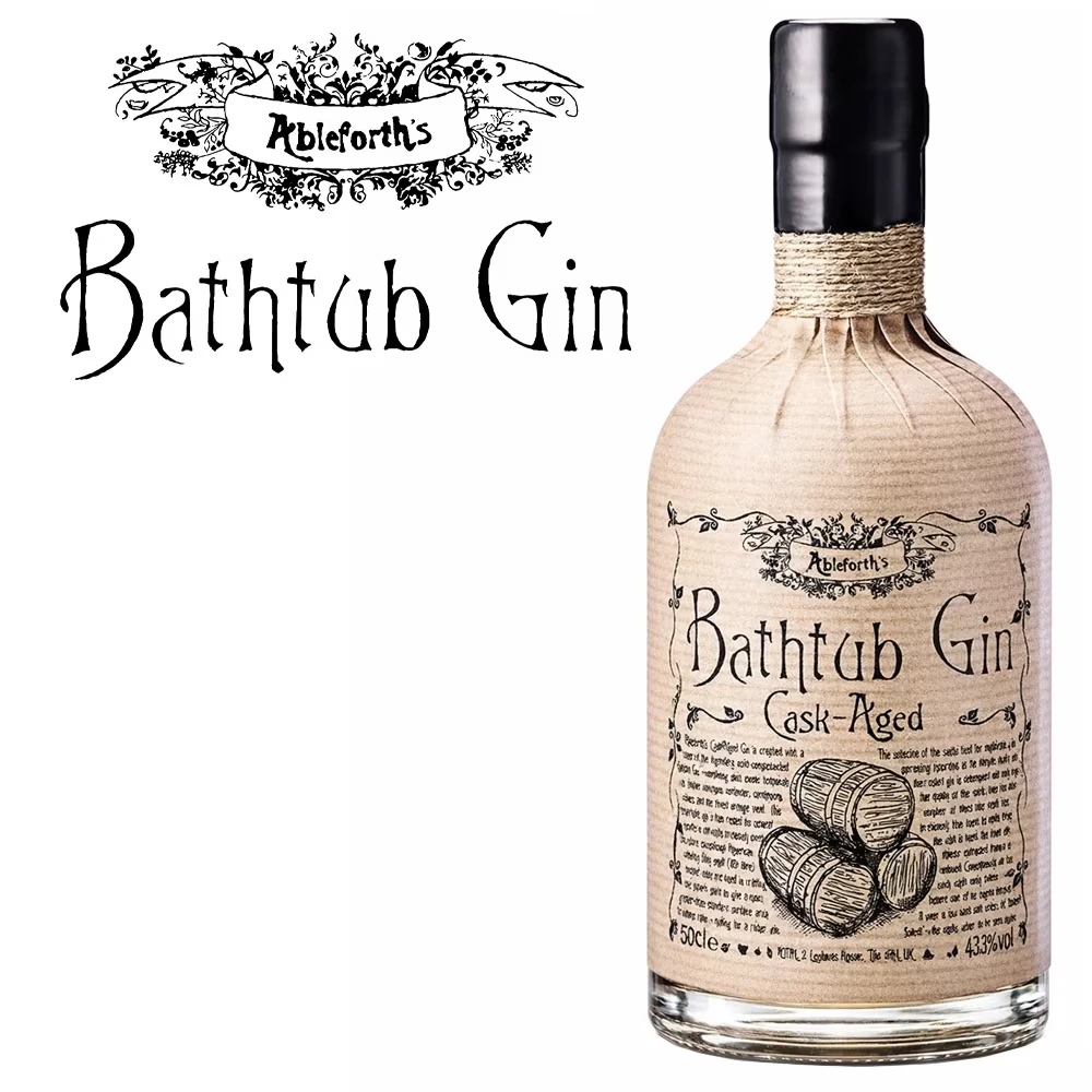 Bath tub Gin, Cask-aged, Barrel label, Gin bottle, 50 cl