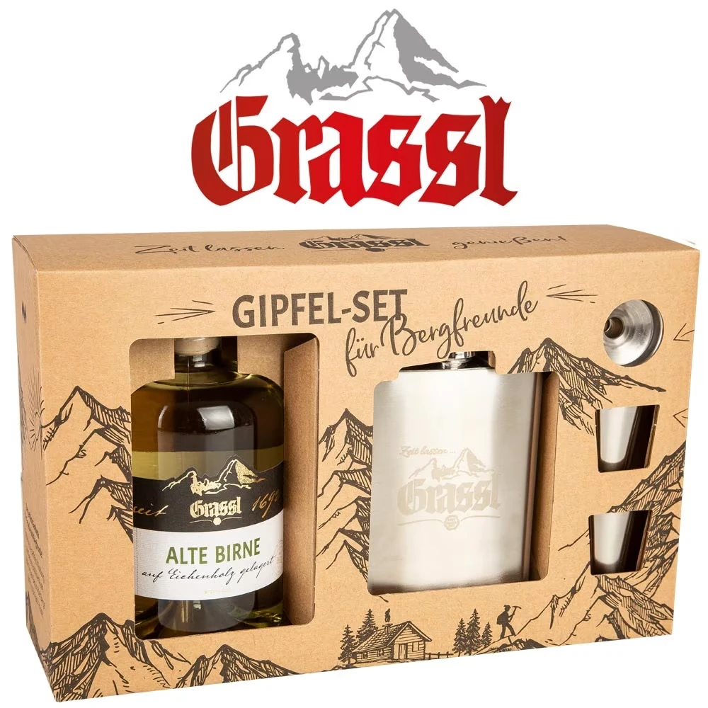 Grassl Alte Birne - Flachmann & Edelstahlbecher