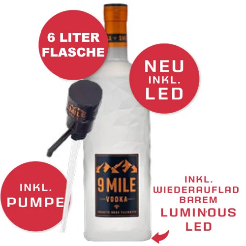 9 Mile Vodka in der 6 Liter Flasche