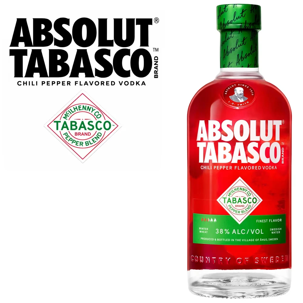 Chili-Pfeffer-Wodka, Absolute Tabasco, Pfeffer-Geschmack, Grüner Deckel, Schweden Herkunft