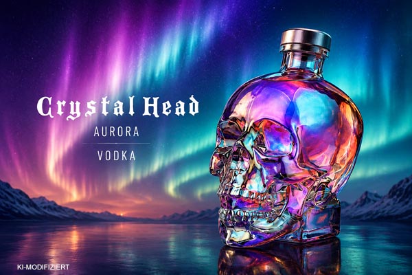 Crystal Head Aurora Vodka mit irisierender Totenkopf-Flasche