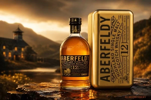 Aberfeldy 12 Jahre Highland Single Malt Whisky in goldener Geschenkbox