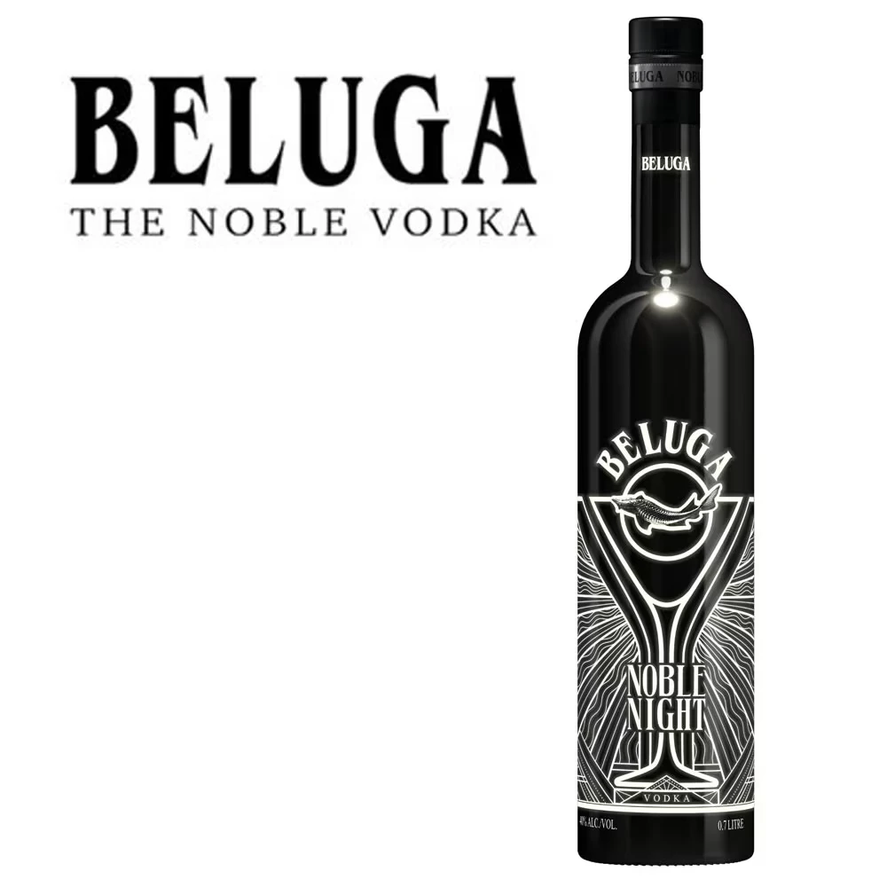 Beluga Noble Night Vodka mit LED – 40 % Vol. / 0,7 Liter
