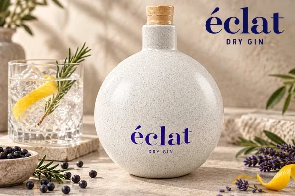 éclat Dry Gin in der charakteristischen hellen Designflasche