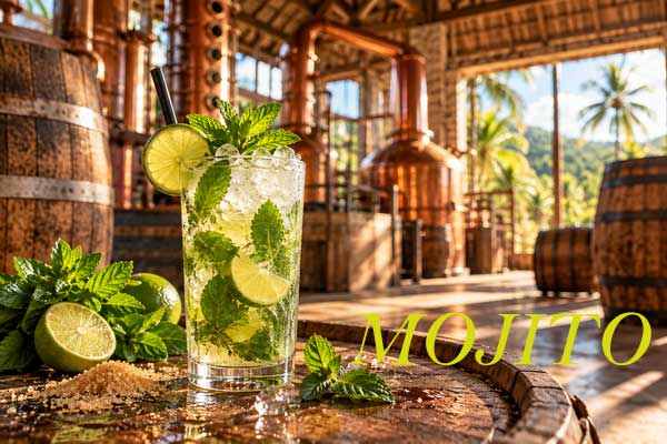 Mojito, Cocktailglas, Limette, Minze, Eiswürfel