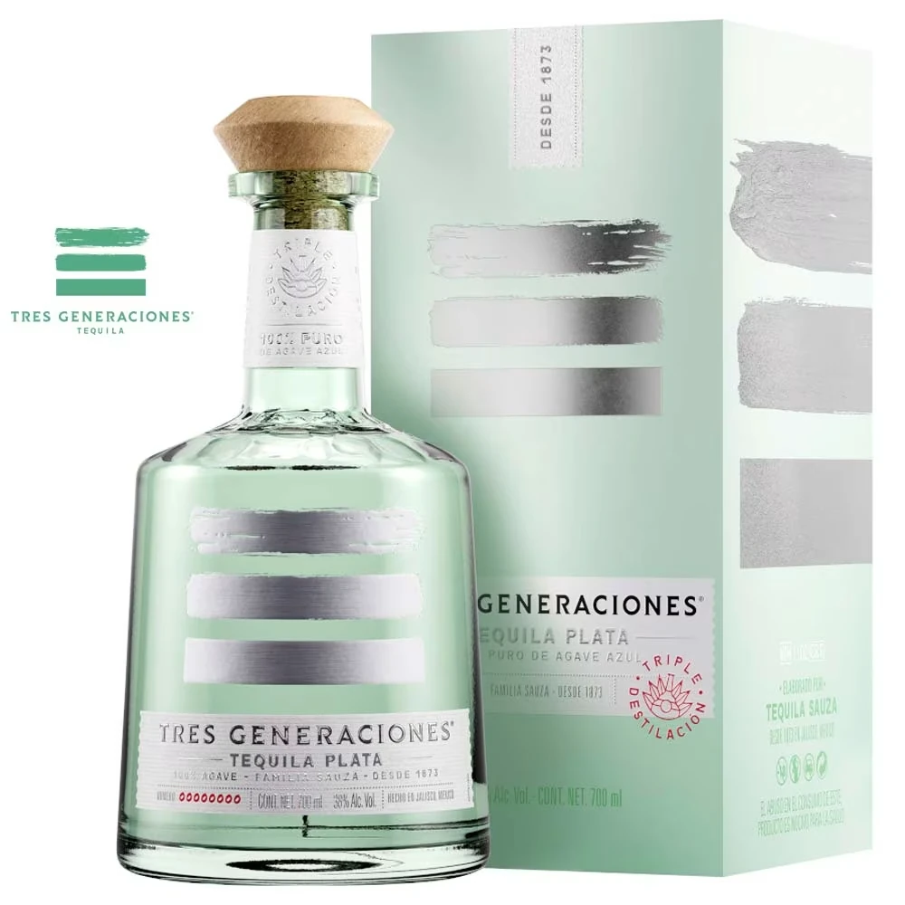 Tequila, Tres Generaciones, Tequila Plata, Glasflasche, Kartonverpackung
