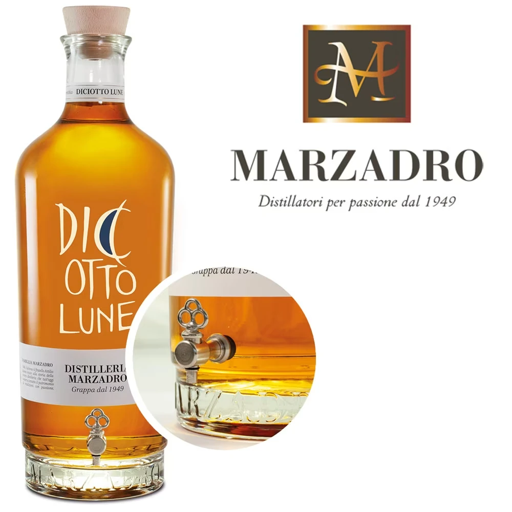 Marzadro Le Diciotto Lune - 4,5 Liter Grappa mit Zapfhahn