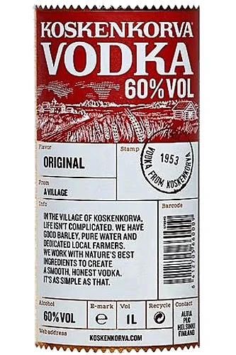 Koskenkorva Vodka 60% - Etikett
