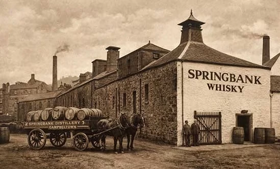 Campbeltown Whisky Springbank Distillery auf einem Bild im 19. Jahrhundert