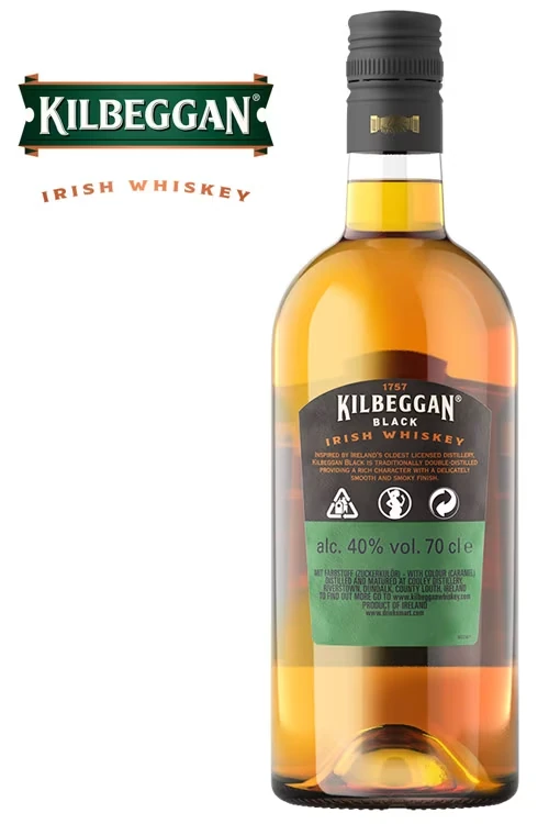 Kilbeggan Black Irish Blended Whiskey - Rückseite