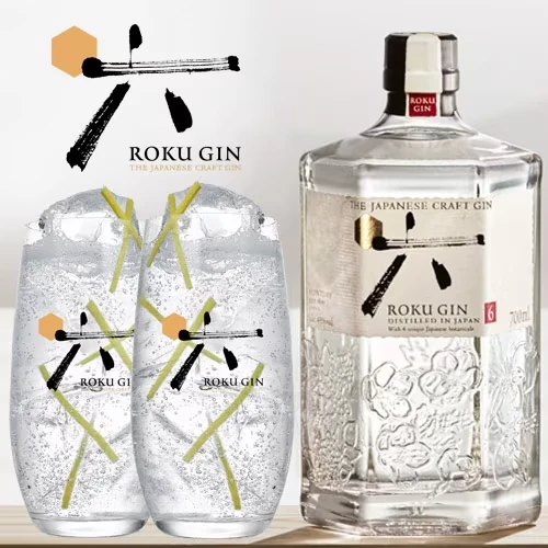 Roku Suntory Gin & 2 Gin Tonic Gläser
