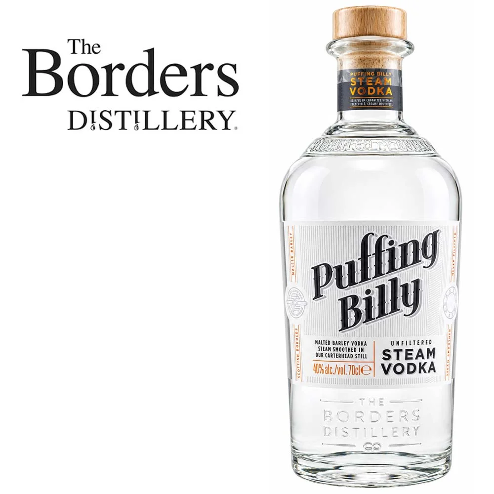Wodka, Klare Spirituose, Glasflasche, Holzverschluss, Dampfgefiltert