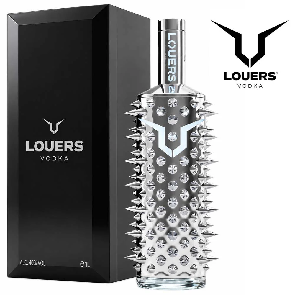 Wodka, Glasflasche, silberfarben, Stachel-Design, Geschenkbox, Wodka, Glasflasche, silberfarben, Nieten und Stacheln, Geschenkbox