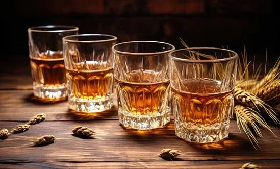 Rye Whisky 4 Rye Whisky auf Holztisch