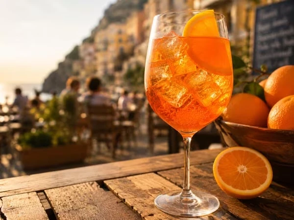 Aperol Spritz aus Italien mit Prosecco und Orange