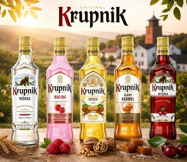Krupnik Vodka und Likör Sortiment mit Himbeere, Nuss, Salted Caramel und Kirsche