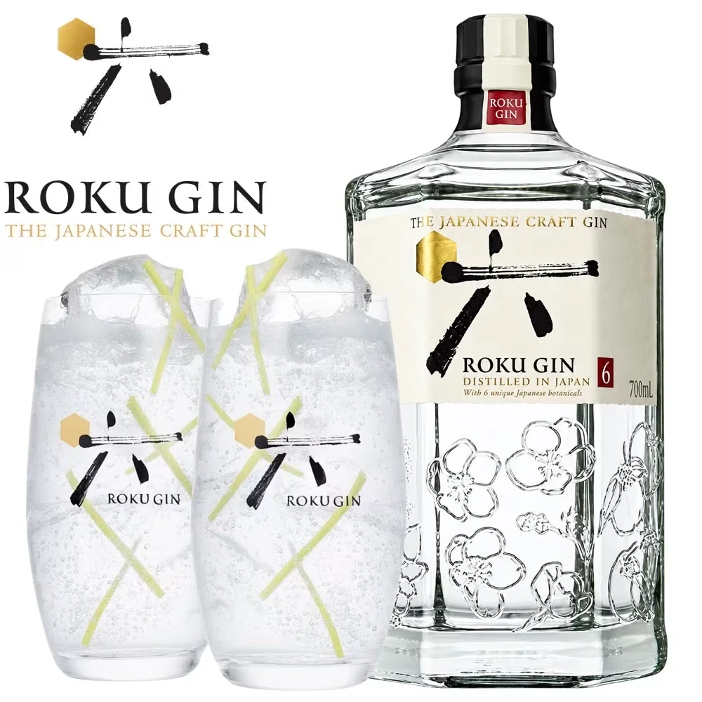 Roku Gin mit 2 Gläser
