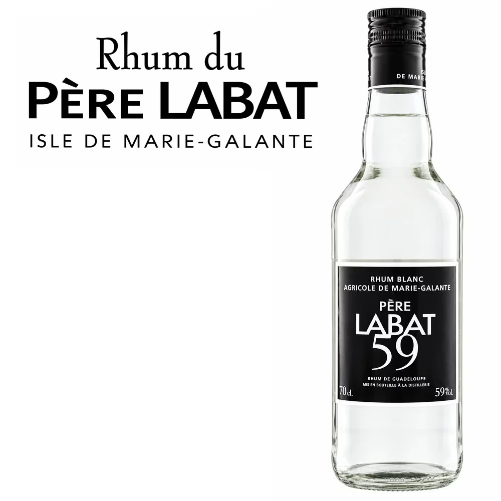 Rhum, Glasflasche, Label Schwarz, Klarer Likör, Isle de Marie-Galante
