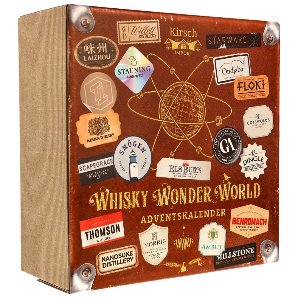 whisky, gift box, advent calendar, decorative stickers, bottle labels
