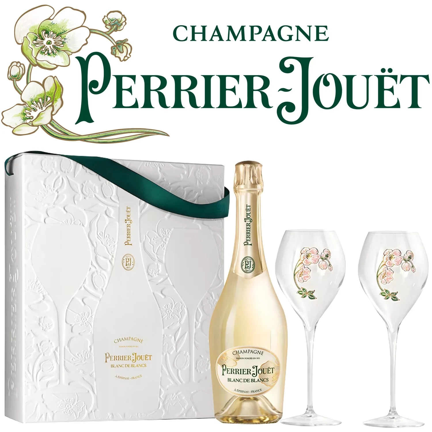 Perrier Jouët Blanc de Blance & 2 Gläser