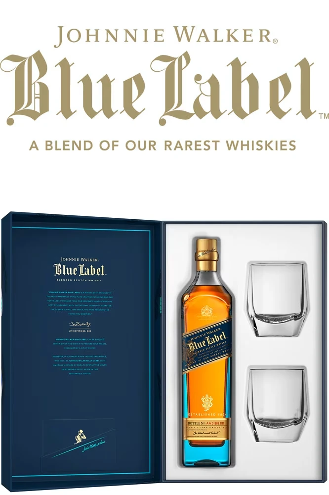 Johnnie Walker Blue Label Whisky & 2 Kristall Tumbler