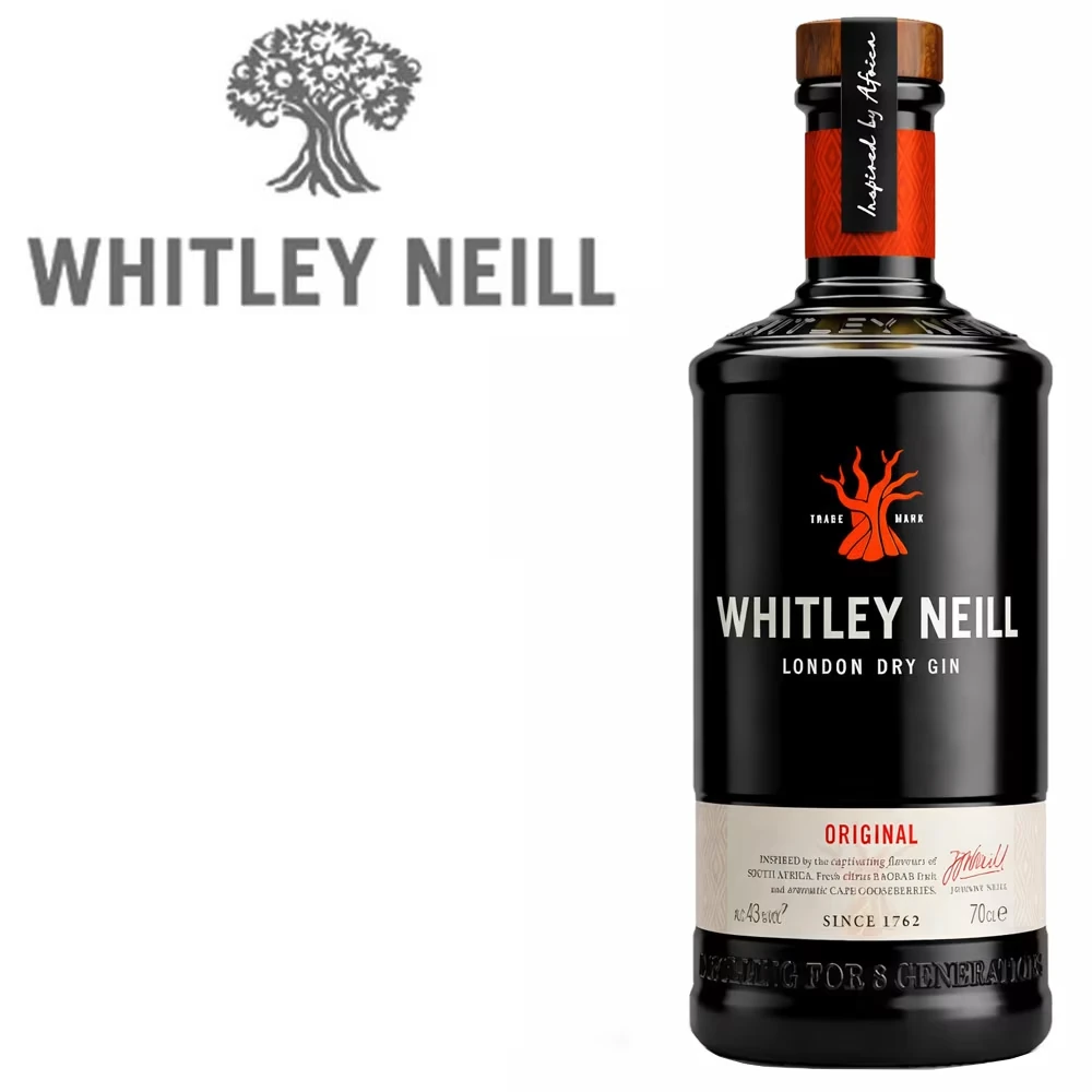 London Dry Gin, Whitley Neill, Gin bottle, Black bottle, Original label