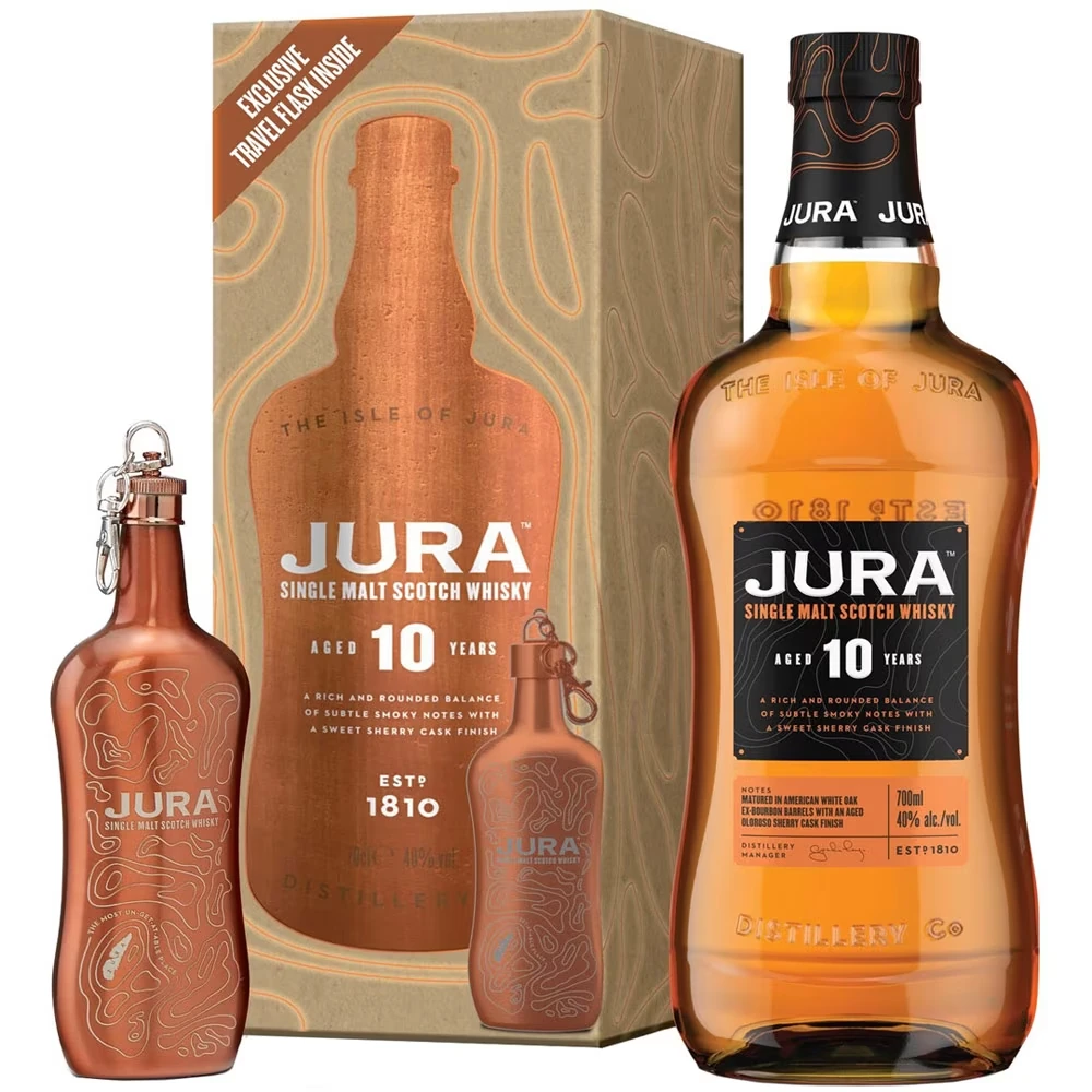 Isle of Jura 10 Jahre Geschenkbox mit Flachmann