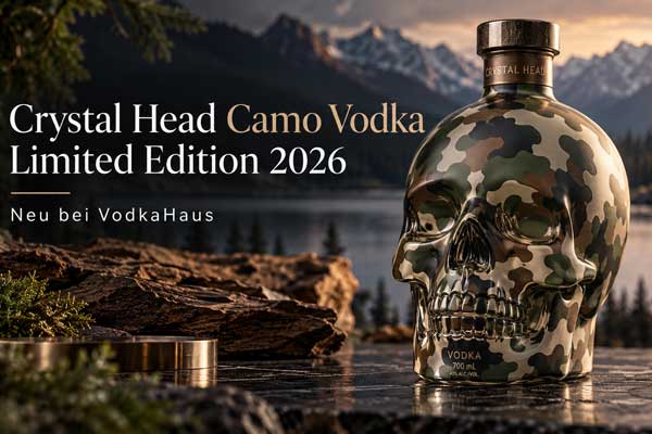 vodka, limitiert, Tarnmuster, Schädel-Flasche, 700 ml