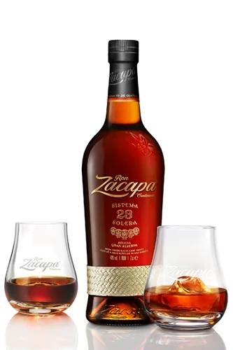 Zacapa 23 mit Rum Gläser