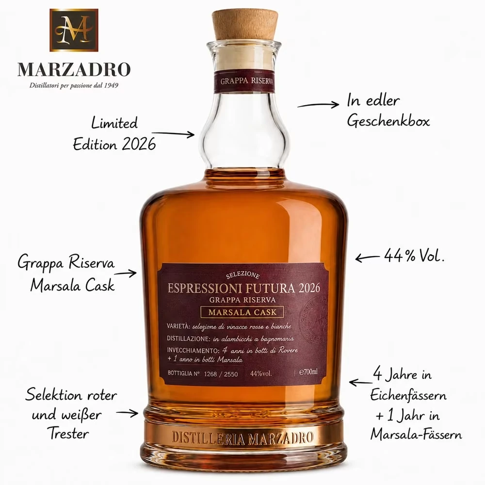 Marzadro Espressioni Futura 2026 - Marsala Cask - 44% Vol.