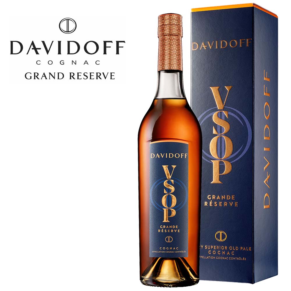 Cognac, Glasflasche, Bernsteinfarbener Alkohol, Geschenkverpackung, Blaue Schachtel