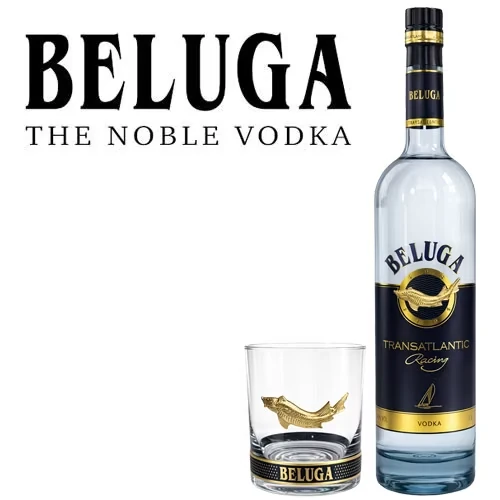 Vodka, Beluga, Flasche, Glas, Walzeichen