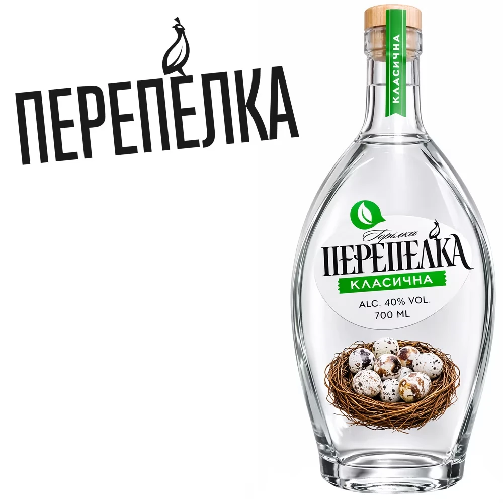 Wodka, Glasflasche, grünes Etikett, Nest aus Eiern, 700 ml
