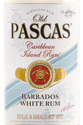 Old Pascas Barbados White Rum - Etikett