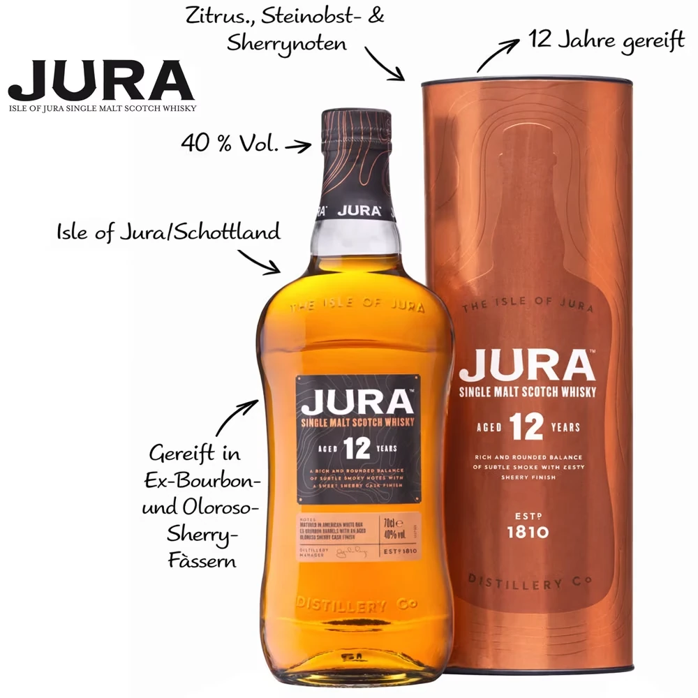 Whisky, Single Malt, 12 Jahre, Isle of Jura, Flasche