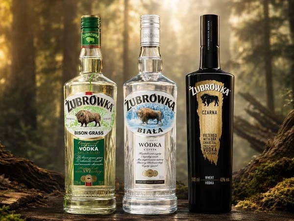 Żubrówka Vodka Standardsortiment Żubrówka Bison Grass, White und Black Vodka aus Polen