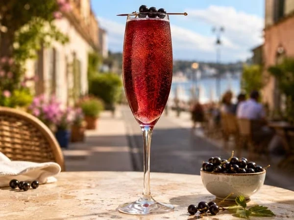 Kir Royal aus Frankreich mit Champagner und Crème de Cassis