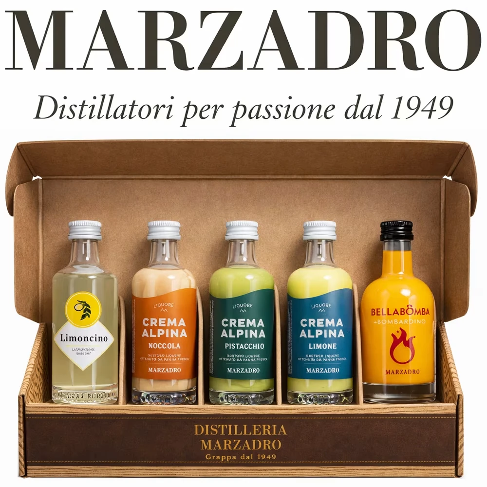 Likör Set, Miniaturflaschen, Brennerei, Marzadro, Distillery Box