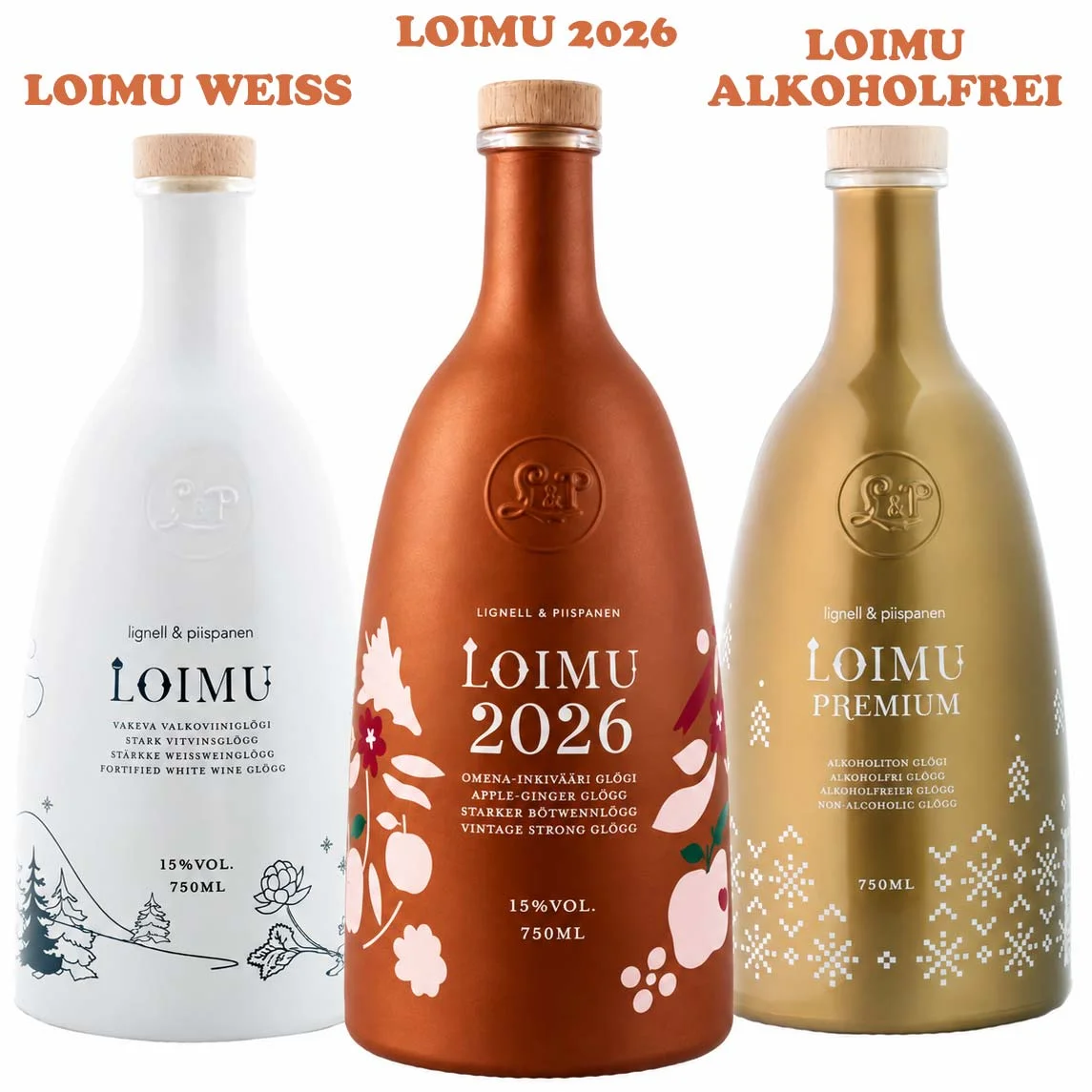Glögg, Weißweinglögg, Apfel-Ingwer-Glögg, Alkoholfreier Glögg, 750-ml-Flaschen, Glögg, Keramikflaschen, Weißwein-Glögg, Alkoholfrei, Jahrgang 2026