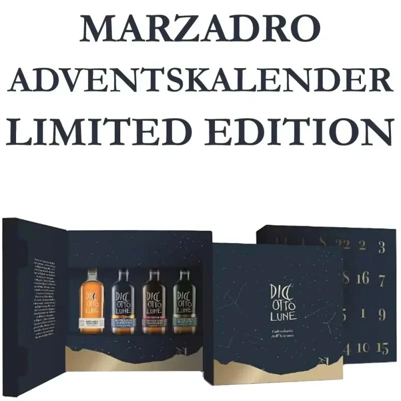 Adventskalender, Likörset, Miniaturflaschen, Geschenkbox, Limited Edition, Whisky-Adventskalender, Limitierte Edition, Geschenkset, Miniaturflaschen, Dunkelblaue Verpackung
