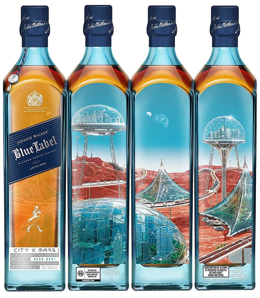Johnnie Walker Blue Label Cities of the Future Mars 2220 - Flasche