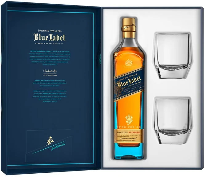 Johnnie Walker Blue Label & 2 Kristall Tumbler