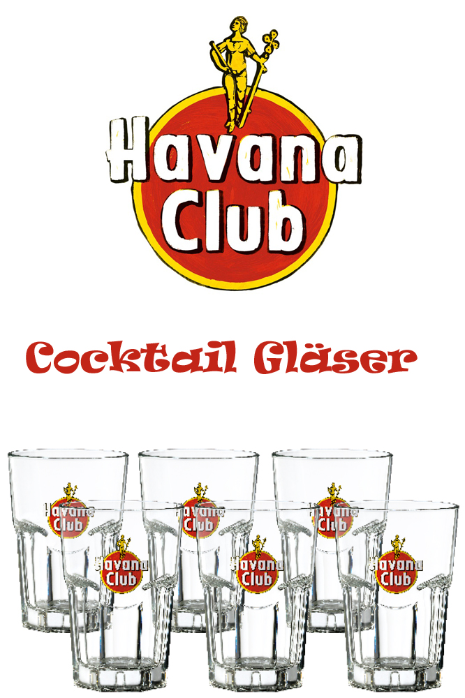 6 x Havana Club Glas Gläser Bugatti Kelch Edition Selten Design NEU 